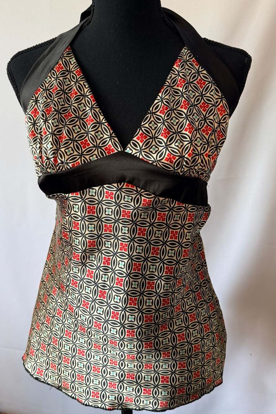 Forever 21 Y2K Geometric Print Halter Tunic Top Size Large
